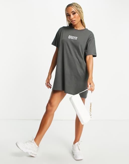 Night Addict queen oversized t shirt dress in charcoal gray