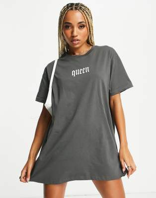 Night Addict Night Addict queen oversized t-shirt dress in charcoal grey