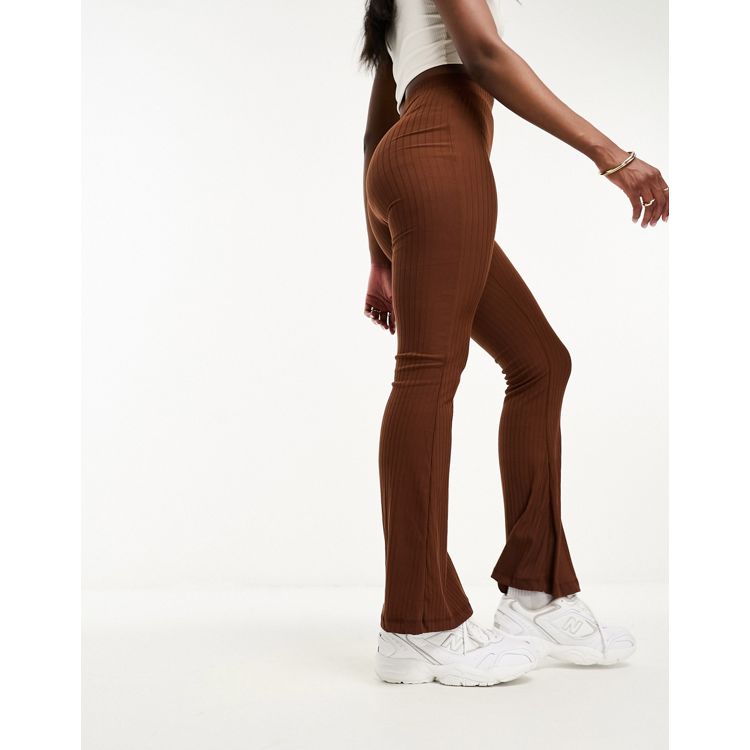 Night Addict Plus namye side split flared leggings in chocolate brown