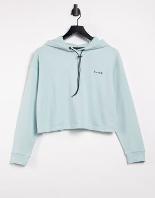 Night Addict set cropped tracksuit hoodie in pastel blue-Blues