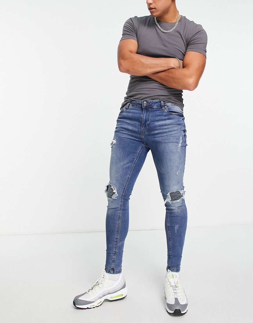 Night Addict skinny fit jeans in mid blue wash