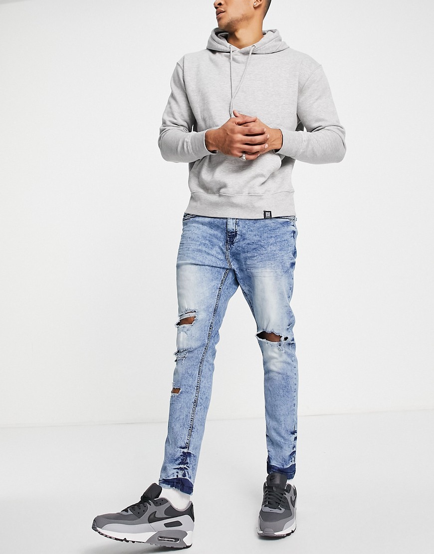 Night Addict Skinny Fit Jeans In Midwash Blue