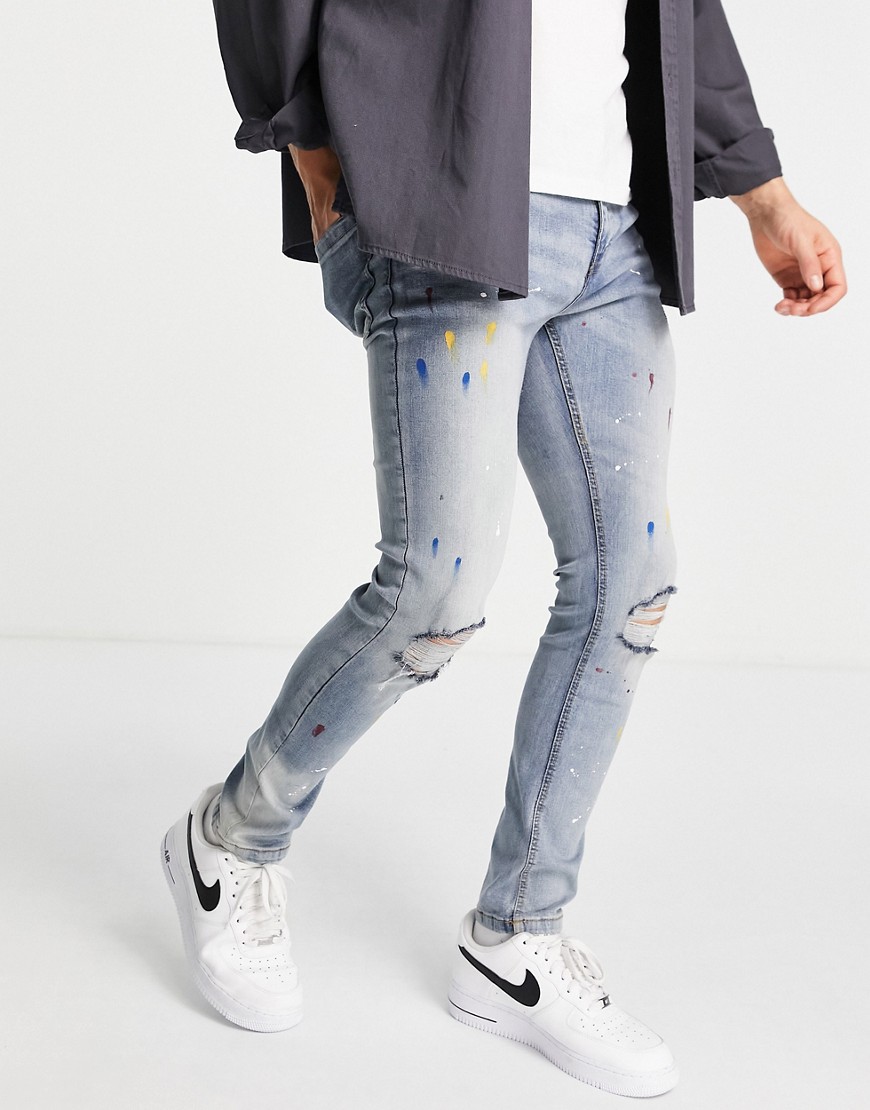 Night Addict skinny fit jeans in midwash blue-Blues