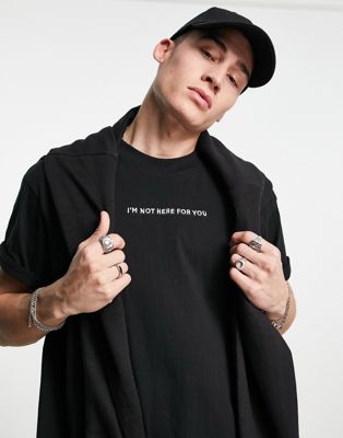 Night Addict slim fit front print t-shirt in black