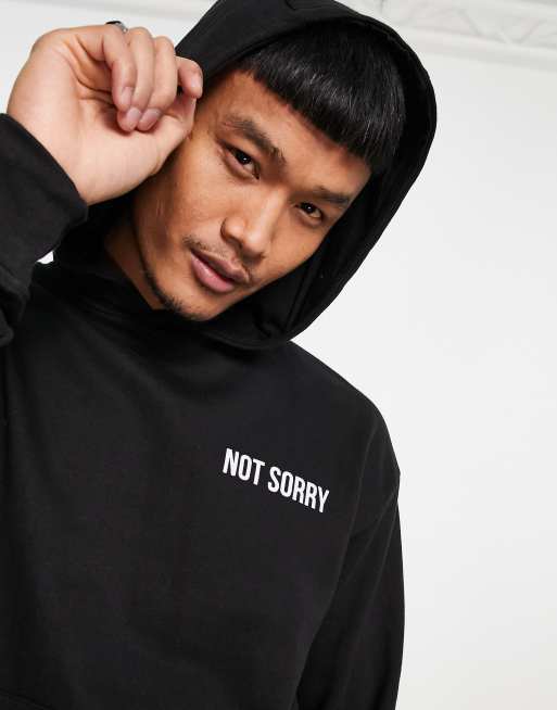 Night Addict sorry not sorry backprint hoodie in black