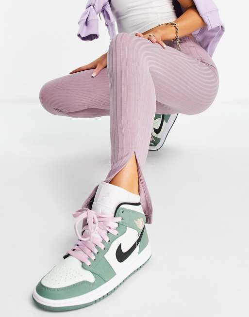 Night addict split hem co-ord leggings in rib