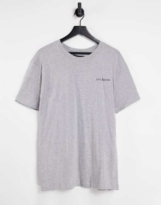 Night Addict – Szary T-shirt z napisem „Yes But No”