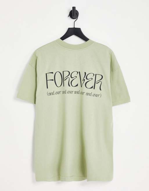 Night Addict – Szałwiowy T-shirt z nadrukiem Forever na plecach