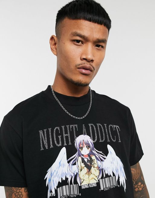 Night Addict anime back print t-shirt in black - ShopStyle