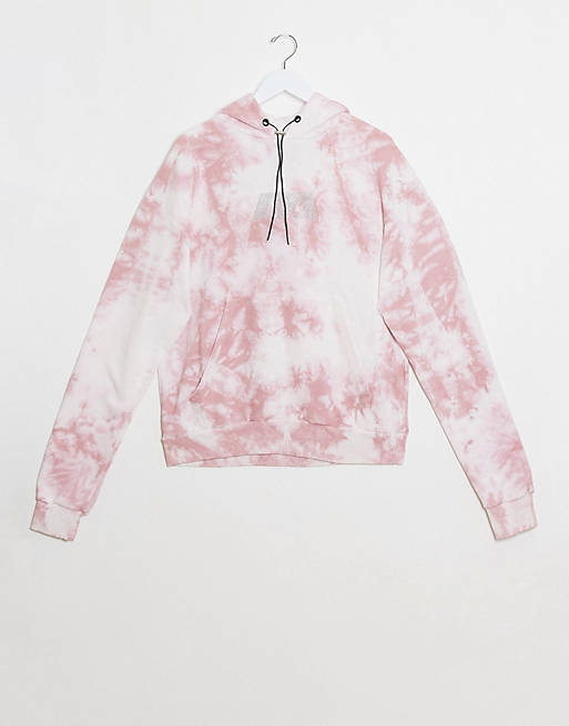 Night Addict tracksuit hoodie in pink tie dye with diamante logo