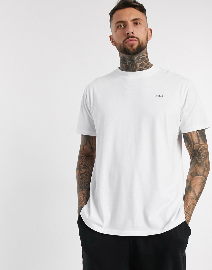 Night Addict – Übergroßes T-Shirt mit Print auf der Brust-Weiß