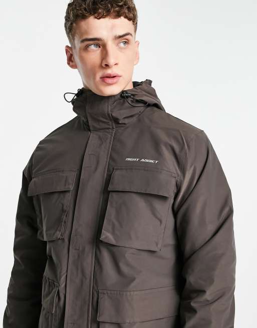 Night Addict - Veste d'ensemble fonctionnelle à quatre poches avec poignets réglables - Marron, 2 de 4