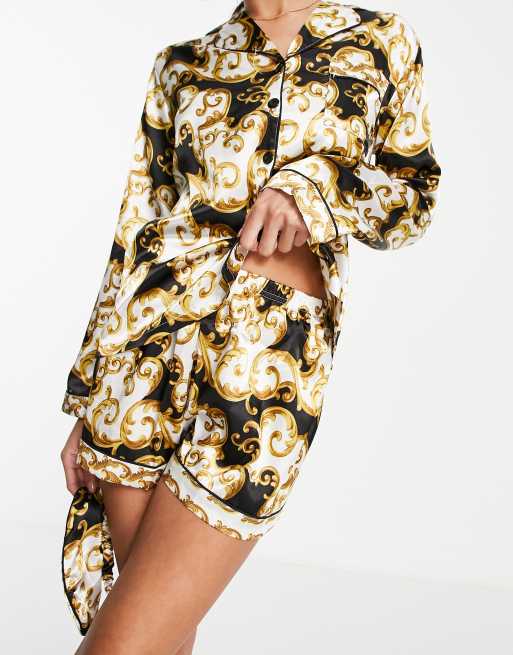 Night - Cadeauset 5-delige pyjamaset van satijn in barokprint