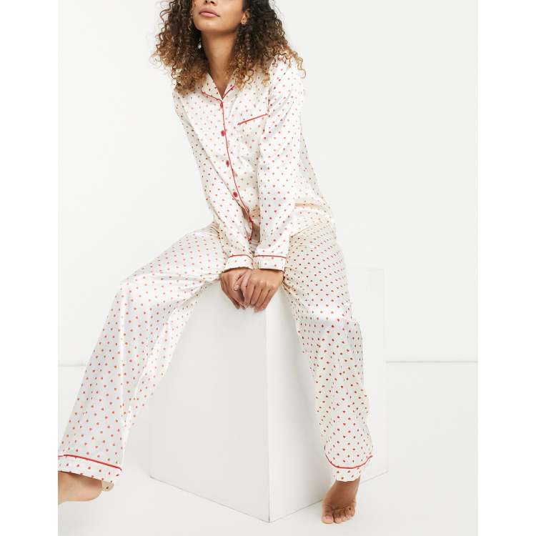 White pjs with red hearts new arrivals