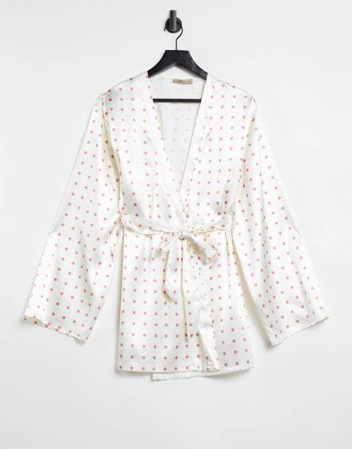 pink polka dot robe