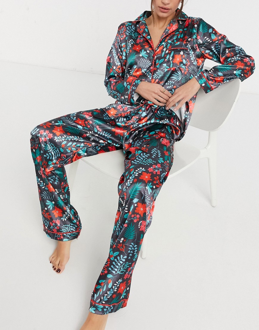 Night - Pyjamas med julmotivmönster i femdelat gåvoset-Flerfärgad