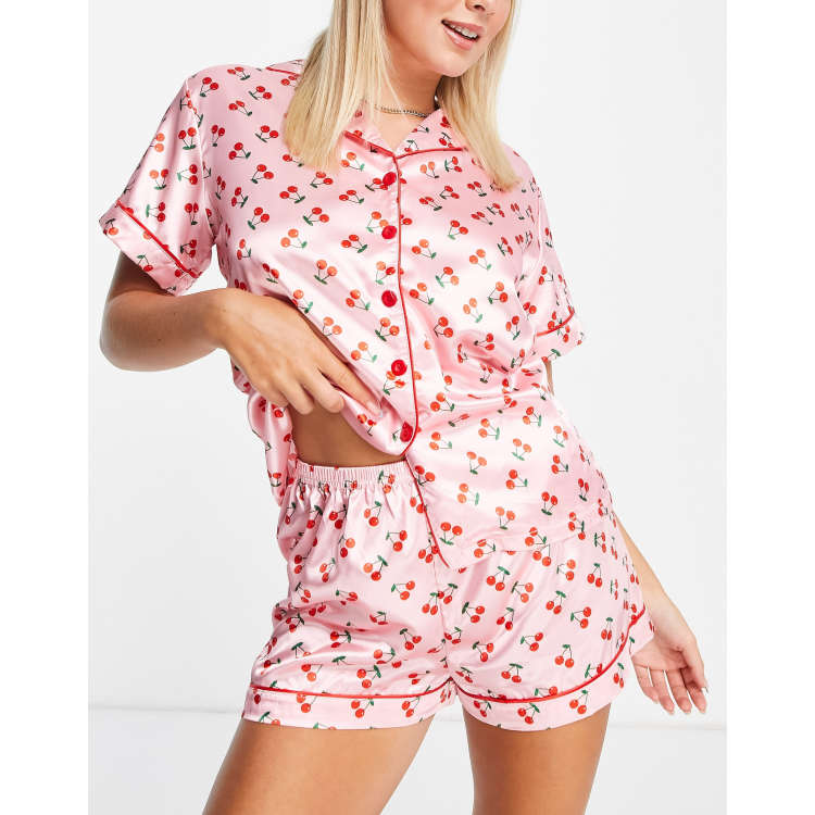 Silk Pajama in Black Cherries for Women