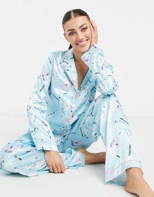 Baby blue 2025 satin pyjamas