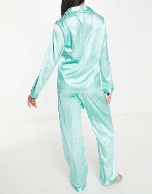 Colsie Women's Size Medium Mint Green Moon & Star Print Pajama Set w/ Socks