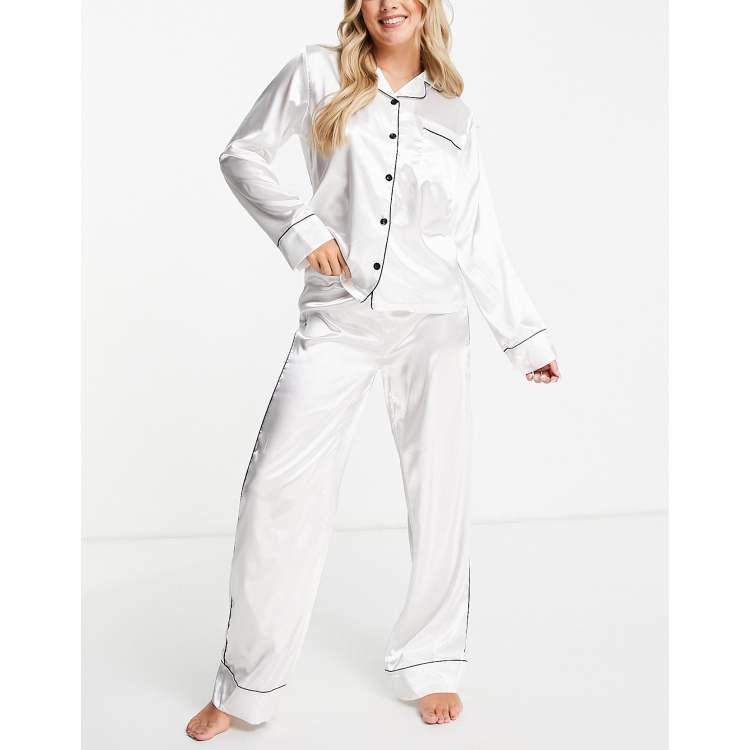 Black pajamas best sale with white piping