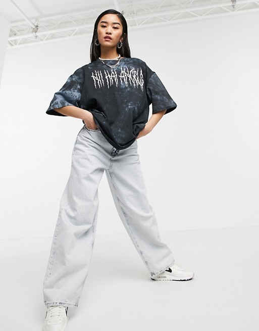 NiiHai oversized t-shirt in tie-dye with gothic graphic