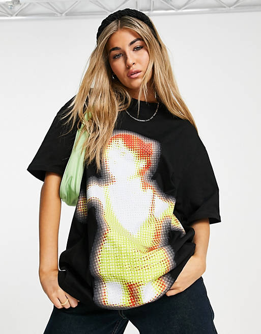 Tops Niihai oversized t-shirt with glow girl graphic 
