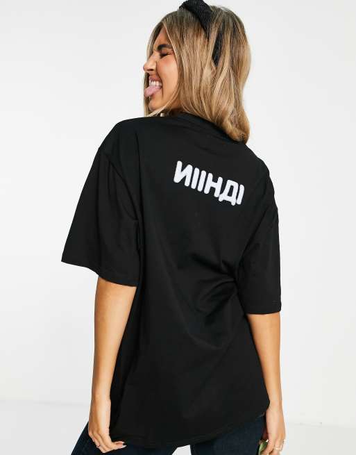 Niihai – T-shirt i oversize med glödande tjejtryck, 4 av 4