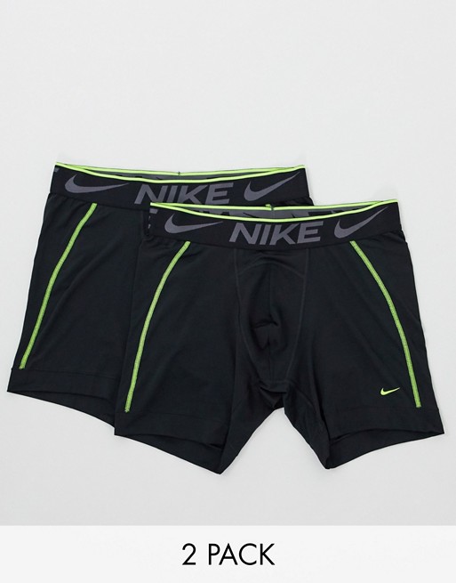 Nike 2 pack Breathe microfibre boxer briefs in black