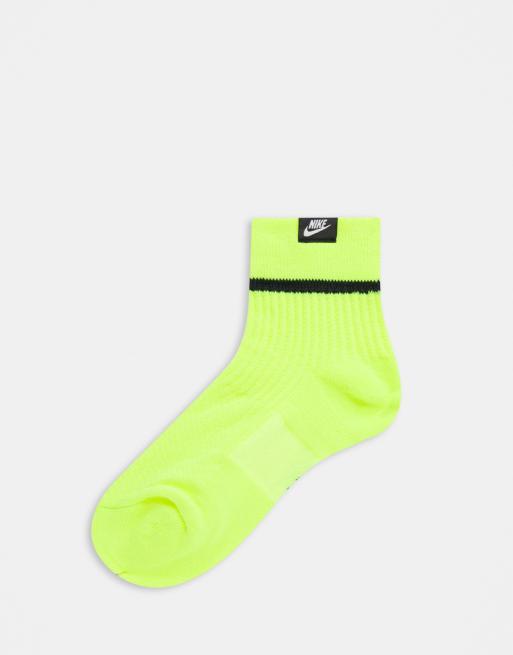 Nike 2 pack colorblock socks in purple and neon green