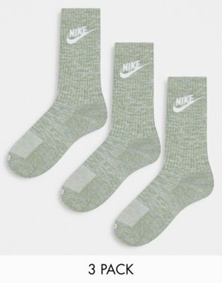 Nike 2 pack crew socks in green marl - ASOS Price Checker