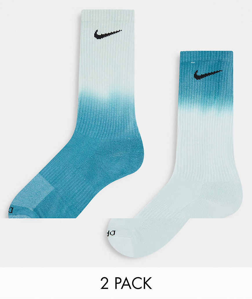 Nike 2 pack crewsock gradient socks in blue