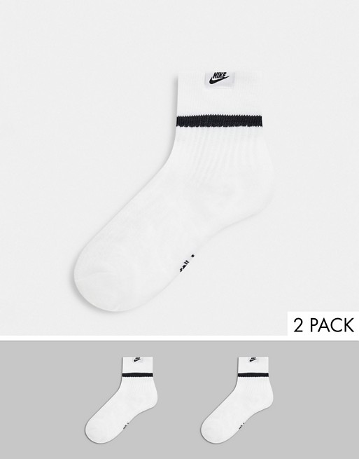 Nike 2 pack essential ankle socks in white and black