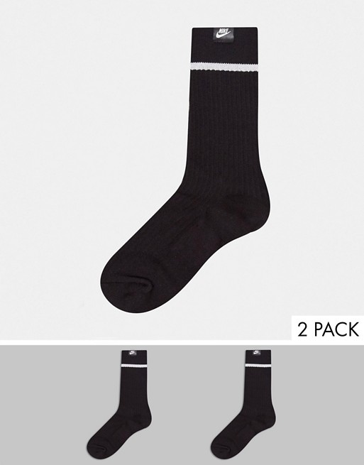 Nike 2 PACK essential long socks in black and white