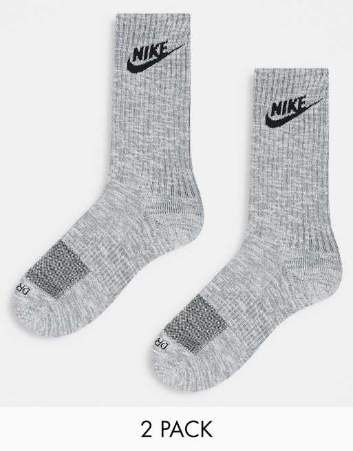 Nike 2 pack everyday plus cushioned socks in particle grey/black | ASOS