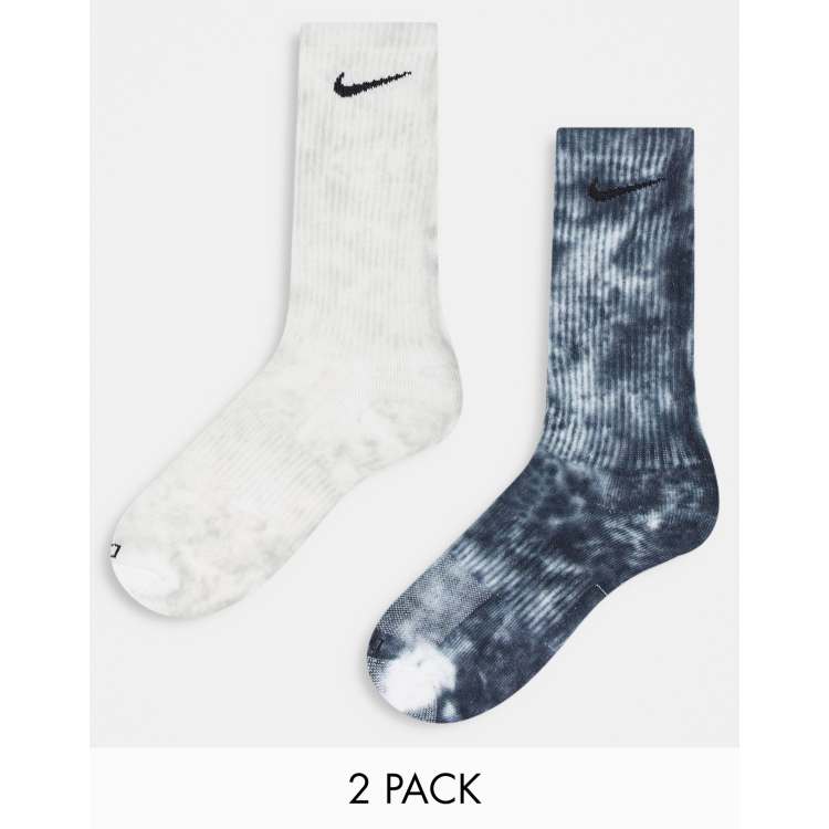 Nike 2 pack everyday plus socks in white and black tie dye ASOS