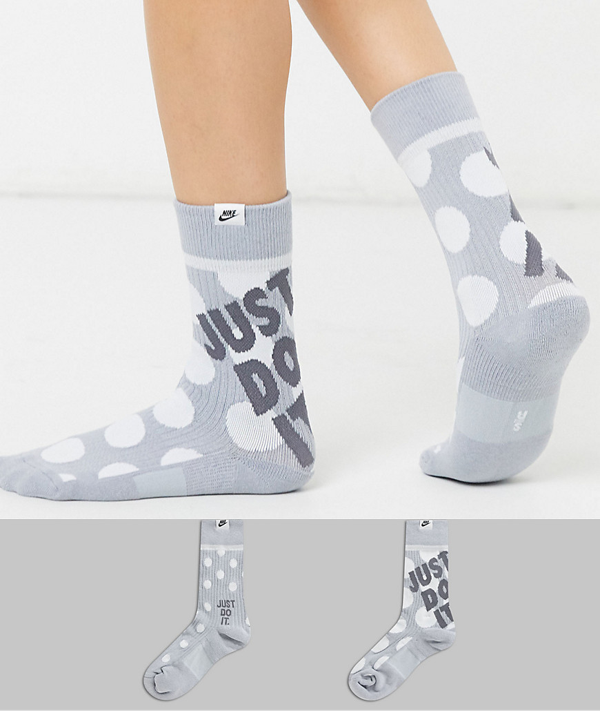 Nike – 2-pack grå prickiga strumpor