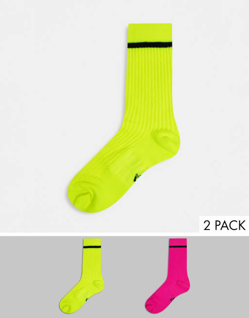 Nike 2 pack socks in neon