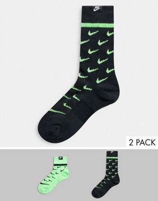 white and green nike socks