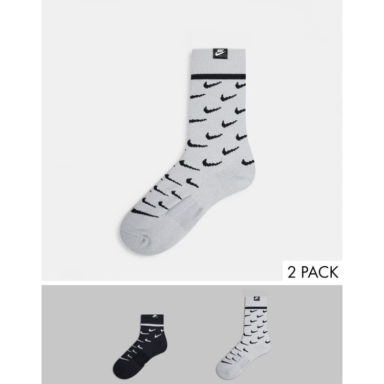 Nike 2 pack swoosh socks in black gray ASOS