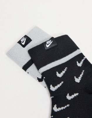 black nike socks with grey swoosh