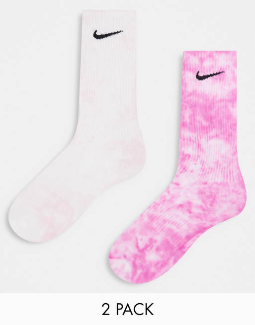 Nike 2 pack tie dye socks in pink