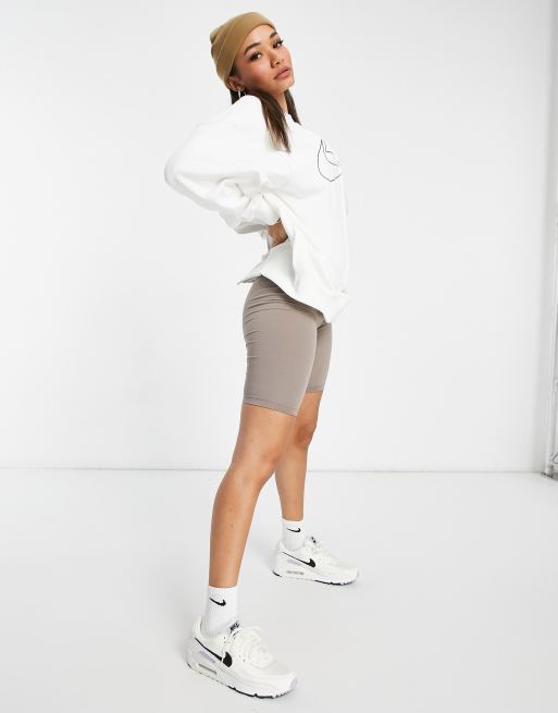 Nike 2 tone oversized zip back sweatshirt in beige and white ASOS