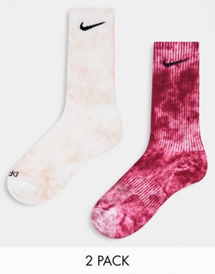 Nike 2 x multipack tie-dye socks in pink