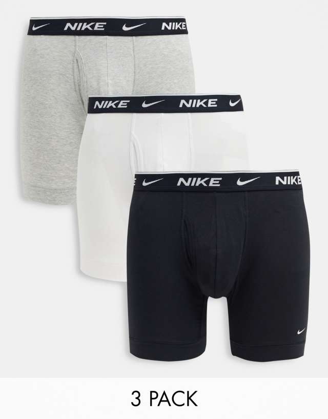 Nike 3-Pack Cotton Stretch boxer briefs with fly in black/gray/white