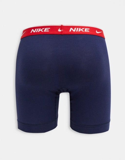 Nike 3-pack cotton stretch boxer briefs with fly in navy/gray/red