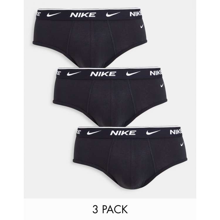 Nike 3 pack cotton stretch briefs in black ASOS