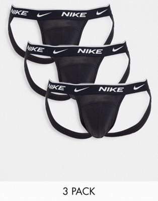 Nike 3 pack cotton stretch jock straps in black