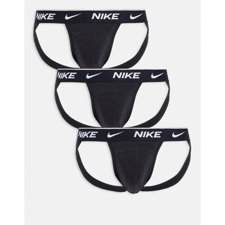 Nike 3 pack cotton stretch jock straps in black