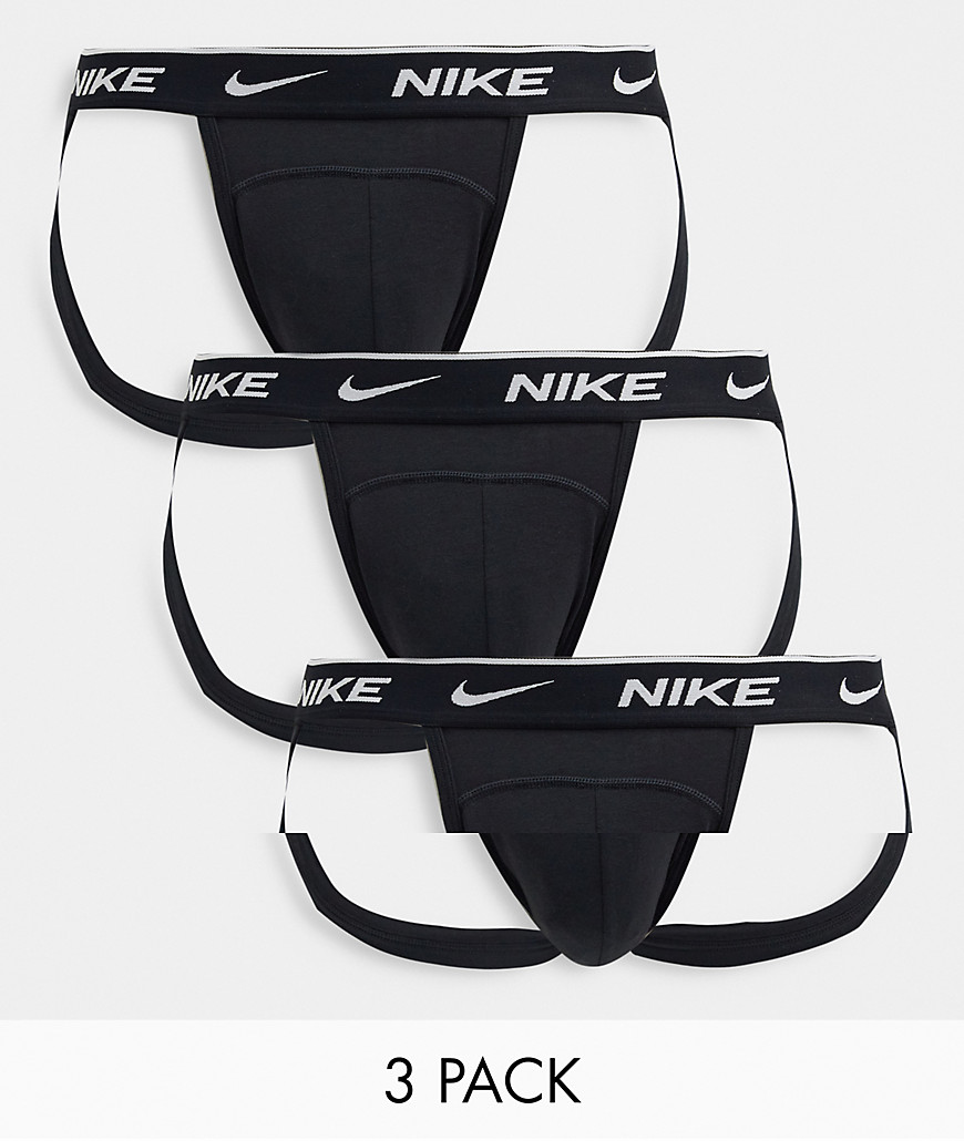 Nike 3-pack Cotton Stretch Jockstraps In Black