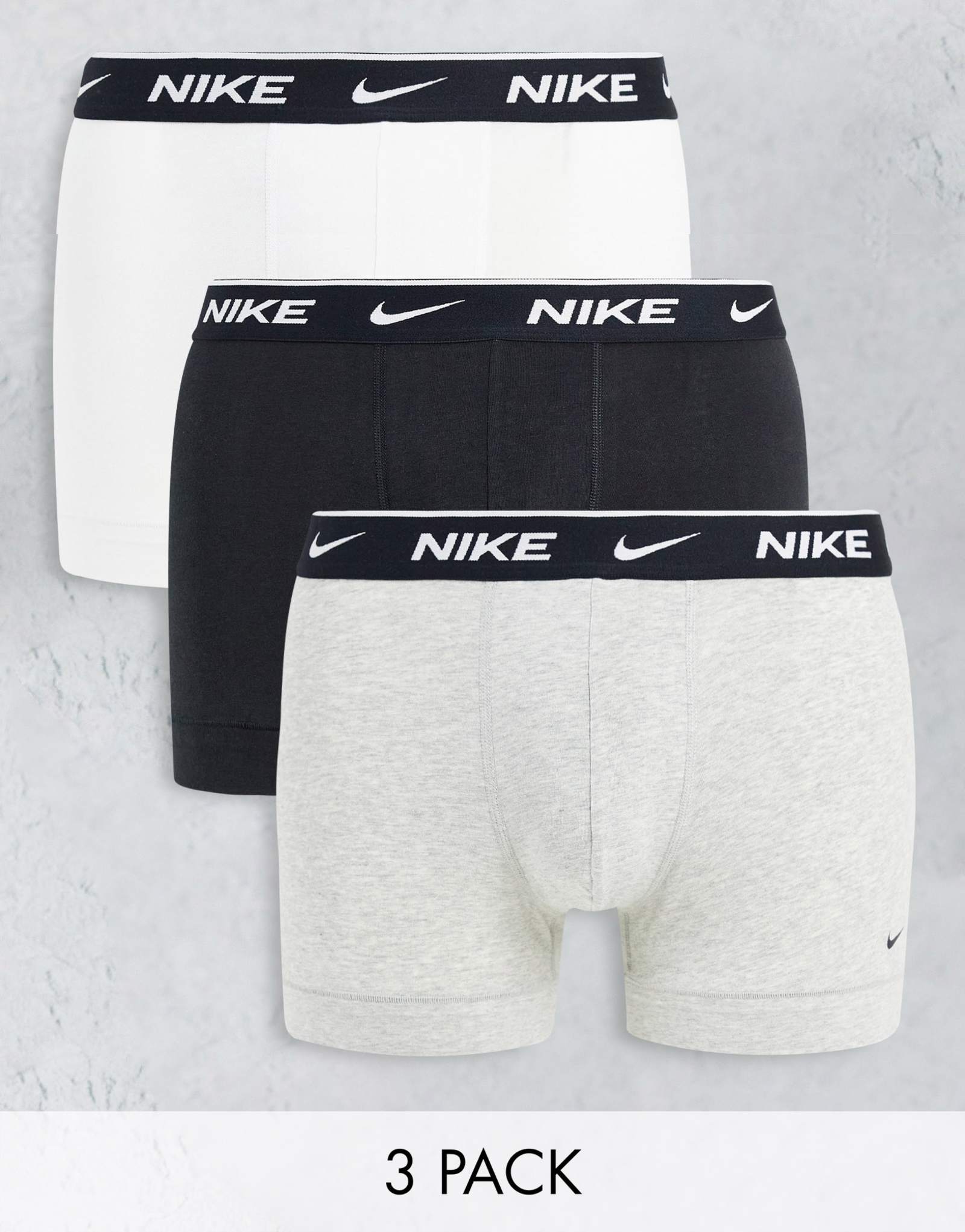 Хлопковые эластичные плавки Nike 3 pack черного/серого/белого цвета